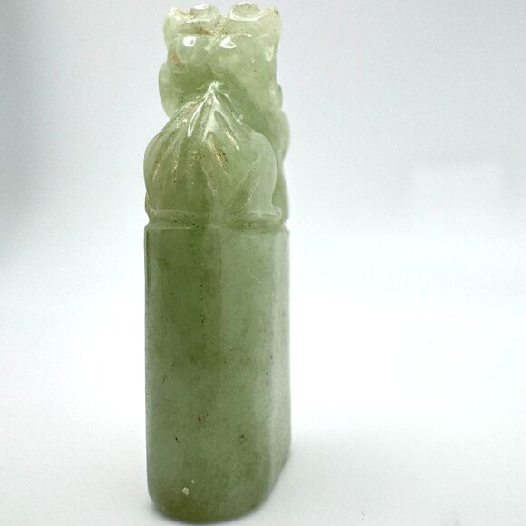 Jade Stone Seal Chop Carving of a Chinese Mythical Beast Foo Dog Vintage #5 - Picture 10 of 10